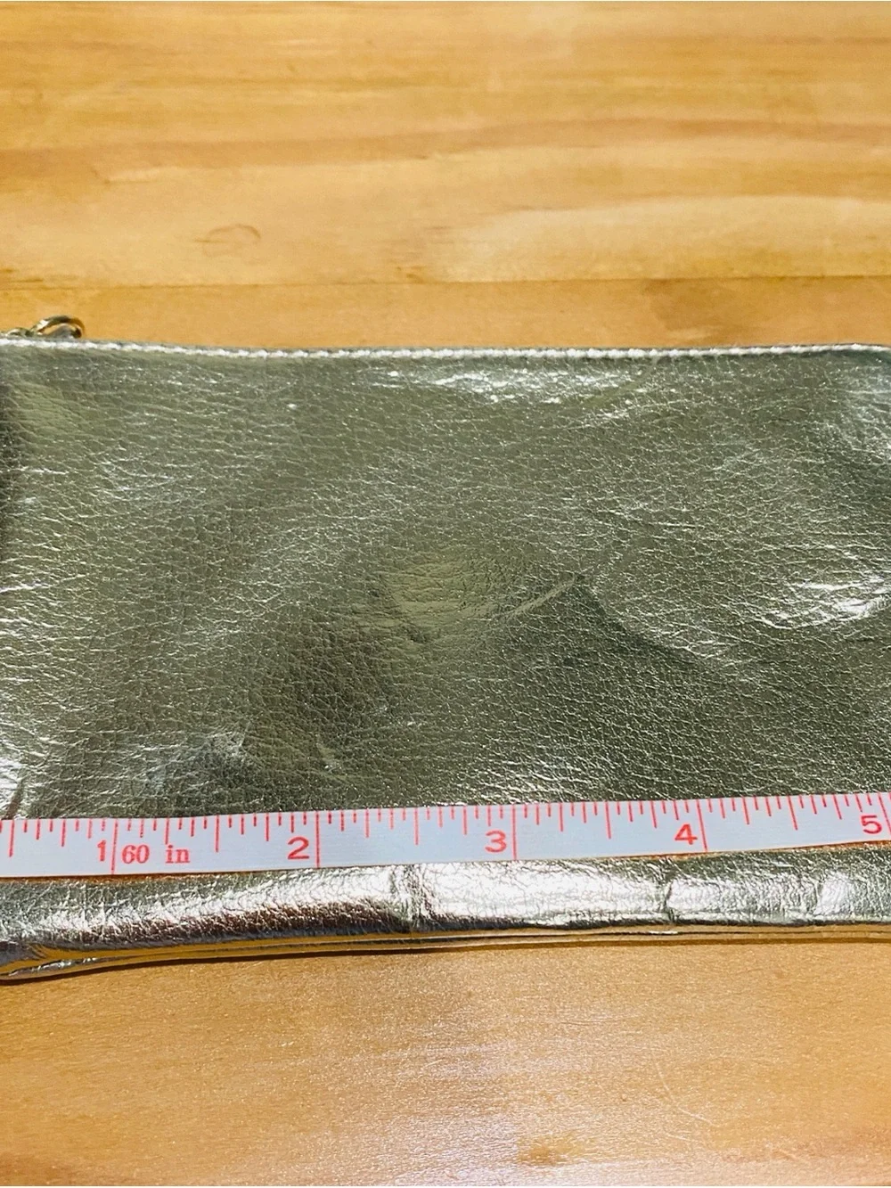 2- Gold Tone Metallic Women's Zip Clutch Bag